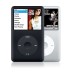 Silver iPod Classic with click wheel.