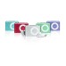 Silver iPod Shuffle music player. Silver iPod Shuffle music player.
