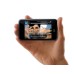 Silver iPod Touch with touchscreen.